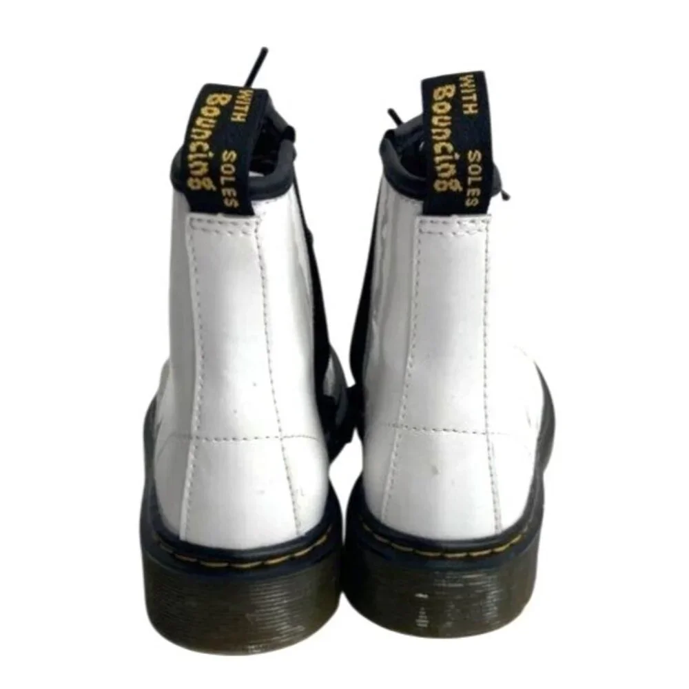 Dr.‎ Martens 1460 White Leather Lace-Up Boots Size US 3 Youth